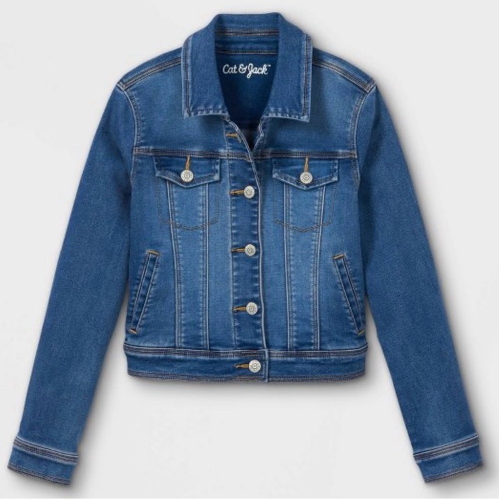 Cat & Jack Blue Denim Medium Wash Jacket Size Medium